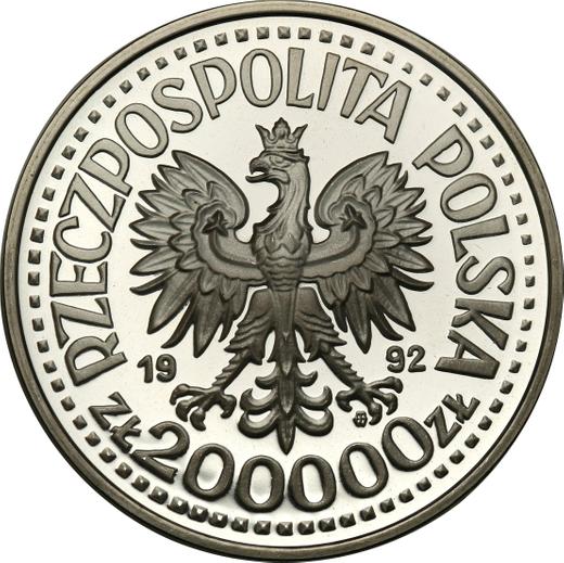 Аверс монеты - 200000 злотых 1992 года MW ET "Станислав Сташиц" - цена серебряной монеты - Польша, III Республика до деноминации