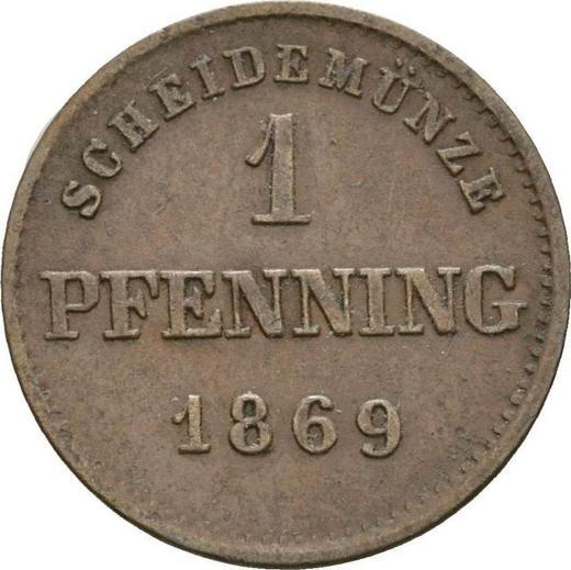 Реверс монеты - 1 пфенниг 1869 года - цена  монеты - Бавария, Людвиг II