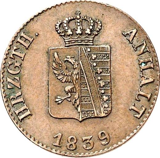 Anverso 1 Pfennig 1839 - valor de la moneda  - Anhalt-Dessau, Leopoldo Federico