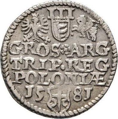 Реверс монеты - Трояк (3 гроша) 1581 года "Большая голова" - цена серебряной монеты - Польша, Стефан Баторий