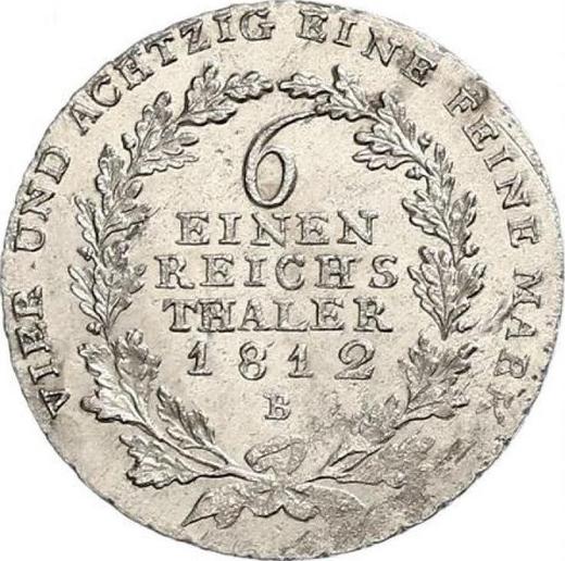 Reverso 1/6 tálero 1812 B - valor de la moneda de plata - Prusia, Federico Guillermo III