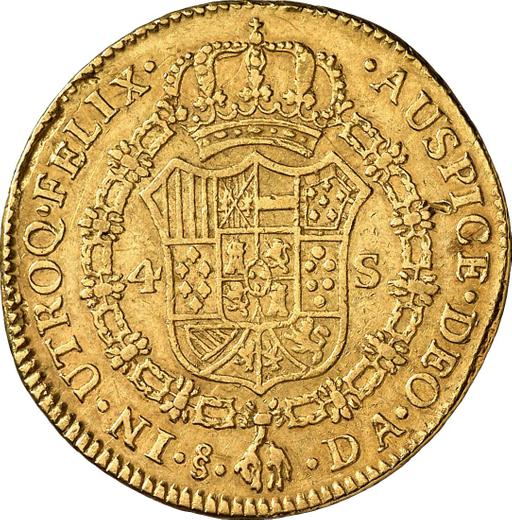 Reverso 4 escudos 1791 So DA - valor de la moneda de oro - Chile, Carlos IV