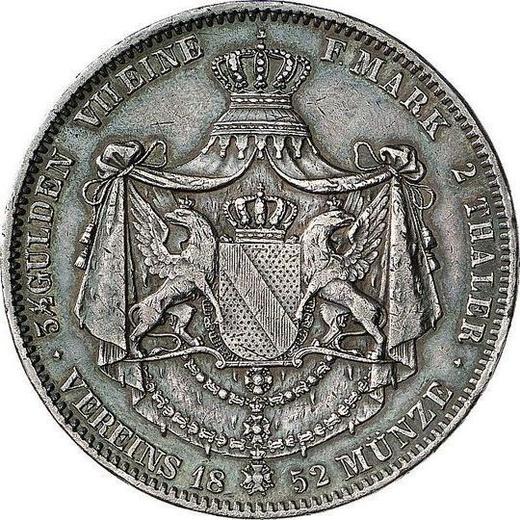 Реверс монеты - 2 талера 1852 года - цена серебряной монеты - Баден, Фридрих I