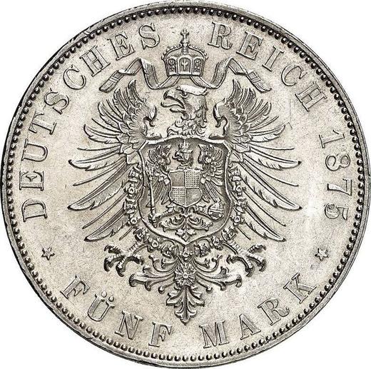 Reverso 5 marcos 1875 G "Baden" - valor de la moneda de plata - Alemania, Imperio alemán