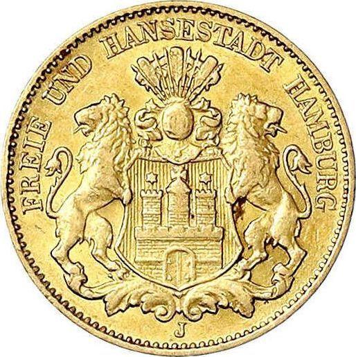 Аверс монеты - 10 марок 1900 года J "Гамбург" - цена золотой монеты - Германия, Германская Империя