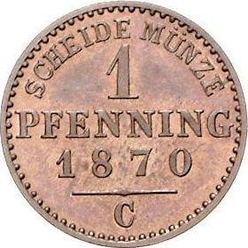 Reverso 1 Pfennig 1870 C - valor de la moneda  - Prusia, Guillermo I