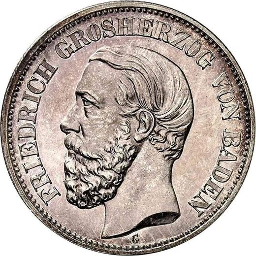 Аверс монеты - 2 марки 1899 года G "Баден" - цена серебряной монеты - Германия, Германская Империя