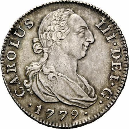Аверс монеты - 4 реала 1779 года M PJ - цена серебряной монеты - Испания, Карл III