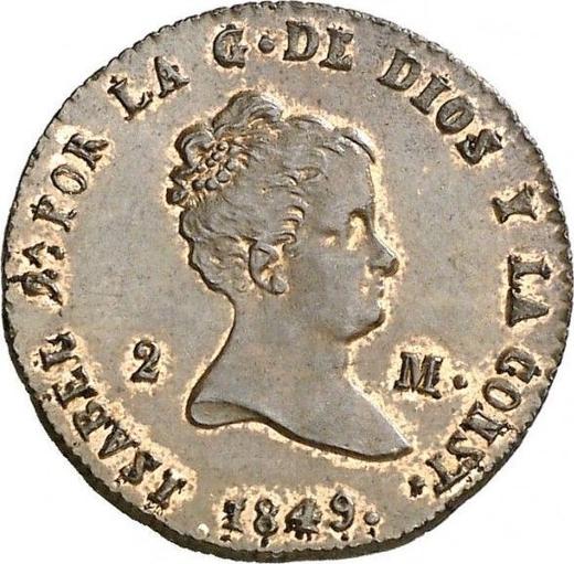 Аверс монеты - 2 мараведи 1849 года - цена  монеты - Испания, Изабелла II