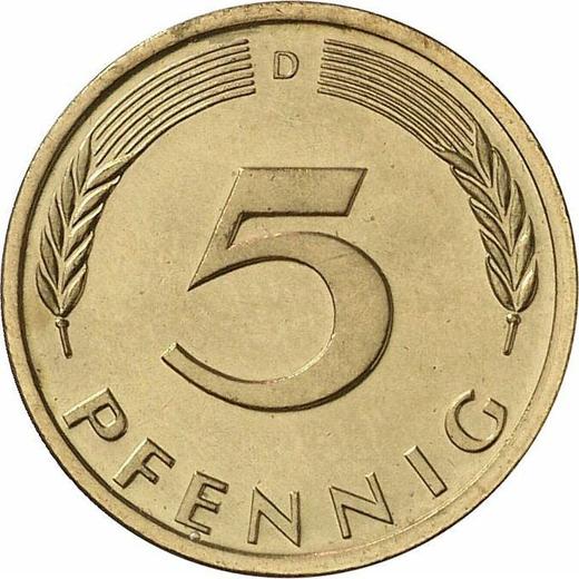 Аверс монеты - 5 пфеннигов 1972 года D - цена  монеты - Германия, ФРГ
