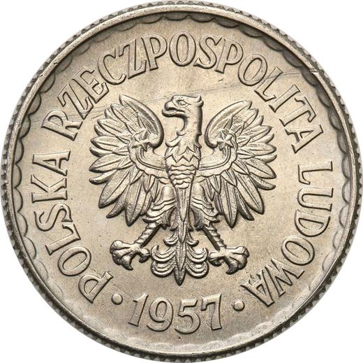 Аверс монеты - Пробный 1 злотый 1957 года Никель - цена  монеты - Польша, Народная Республика