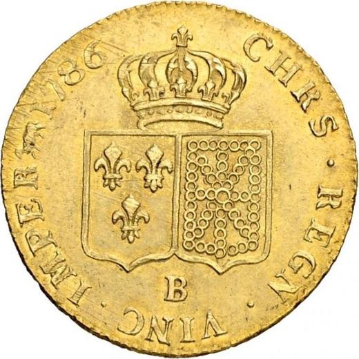 Rewers monety - Podwójny Louis d'Or 1786 B Rouen - cena złotej monety - Francja, Ludwik XVI
