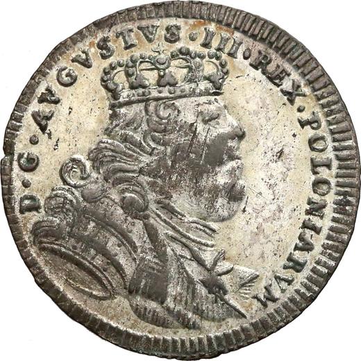 Obverse Pultorak 1755 EC "Crown" - Silver Coin Value - Poland, Augustus III