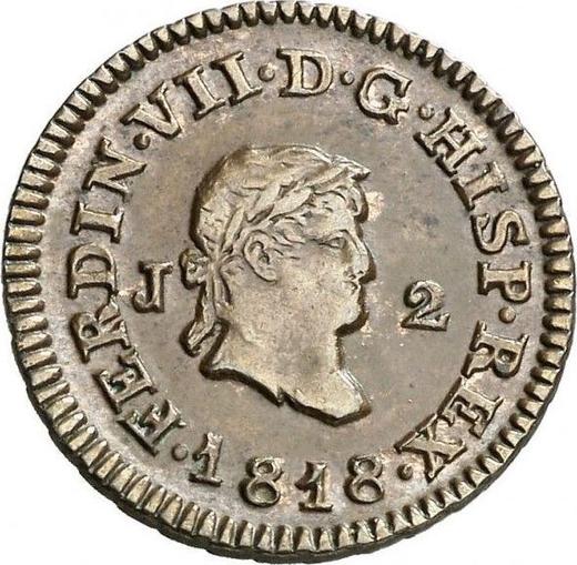 Аверс монеты - 2 мараведи 1818 года J "Тип 1817-1821" - цена  монеты - Испания, Фердинанд VII