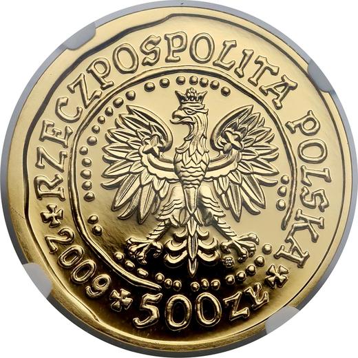 Anverso 500 eslotis 2009 MW NR "Pigargo europeo" - valor de la moneda de oro - Polonia, República moderna