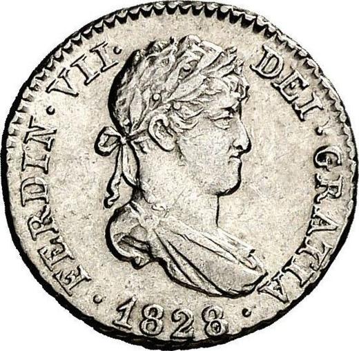 Avers 1/2 Real (Medio Real) 1828 M AJ - Silbermünze Wert - Spanien, Ferdinand VII
