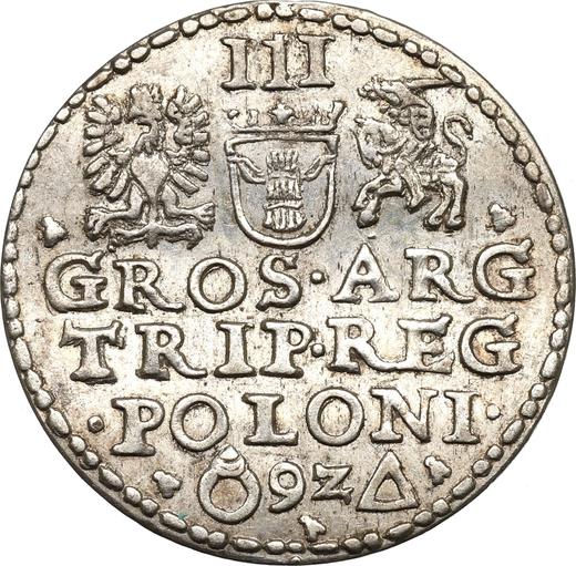 Реверс монеты - Трояк (3 гроша) 1592 года "Мальборкский монетный двор" - цена серебряной монеты - Польша, Сигизмунд III Ваза