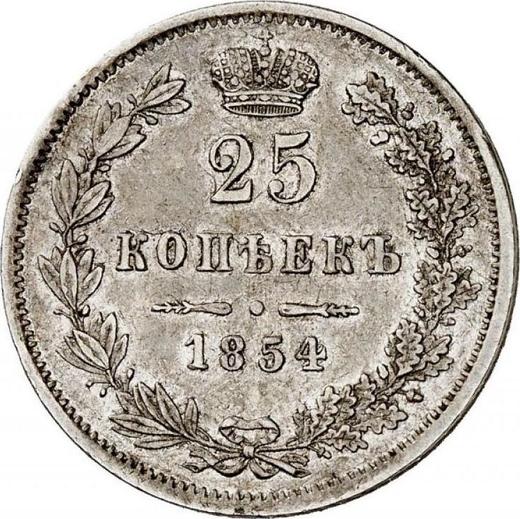 Reverso 25 kopeks 1854 MW "Casa de moneda de Varsovia" Corona grande - valor de la moneda de plata - Rusia, Nicolás I