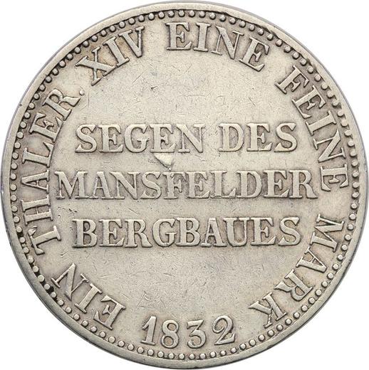 Reverso Tálero 1832 A "Minero" - valor de la moneda de plata - Prusia, Federico Guillermo III