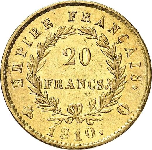 Reverso 20 francos 1810 Q "Tipo 1809-1815" Perpignan - valor de la moneda de oro - Francia, Napoleón I Bonaparte