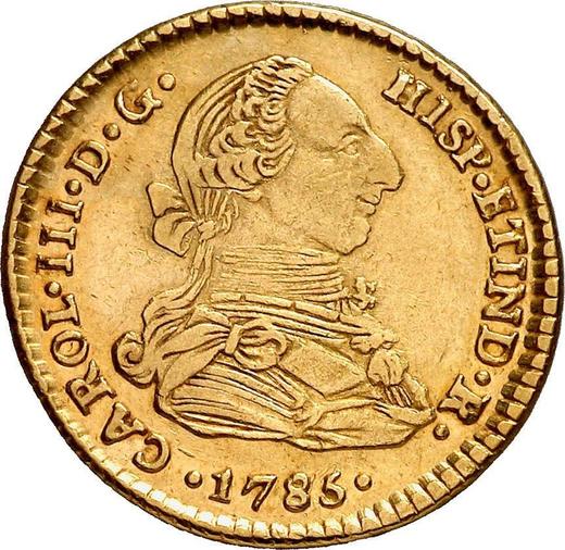 Аверс монеты - 2 эскудо 1785 года PTS PR - цена золотой монеты - Боливия, Карл III