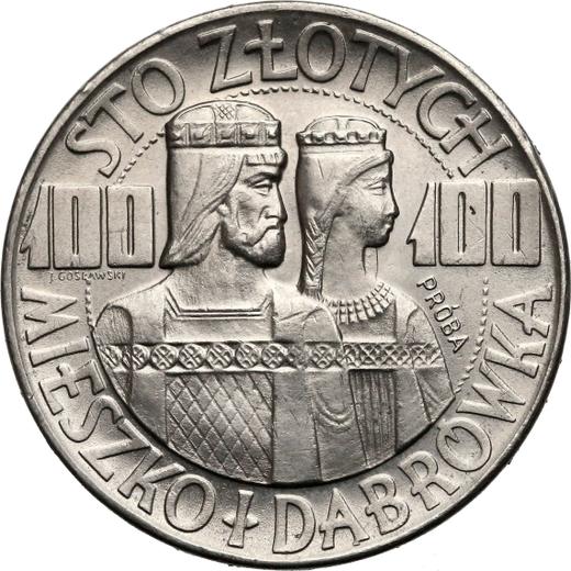 Reverso Pruebas 100 eslotis 1966 MW "Miecislao y Dabrowka" Níquel - valor de la moneda  - Polonia, República Popular