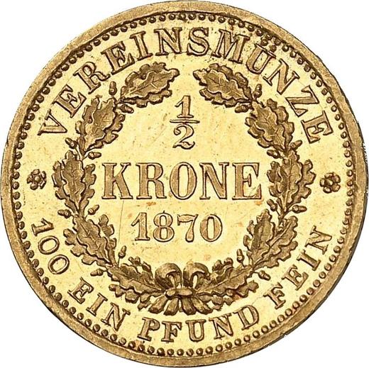 Revers 1/2 Krone 1870 B - Goldmünze Wert - Sachsen-Albertinische, Johann