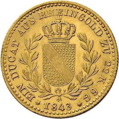 Rewers monety - Dukat 1843 - cena złotej monety - Badenia, Leopold