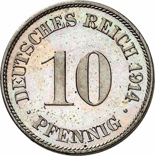 Anverso 10 Pfennige 1914 J "Tipo 1890-1916" - valor de la moneda  - Alemania, Imperio alemán