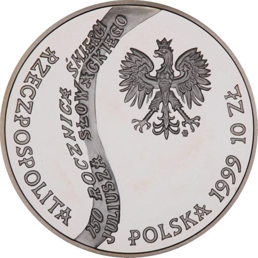 Аверс монеты - 10 злотых 1999 года MW ET "150 Годовщина смерти Юлиуша Словацкого" - цена серебряной монеты - Польша, III Республика после деноминации
