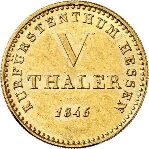Reverso 5 táleros 1845 - valor de la moneda de oro - Hesse-Cassel, Guillermo II