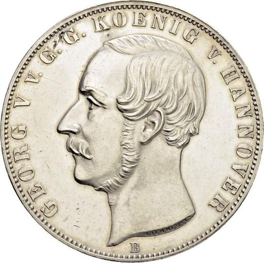 Аверс монеты - 2 талера 1855 года B - цена серебряной монеты - Ганновер, Георг V