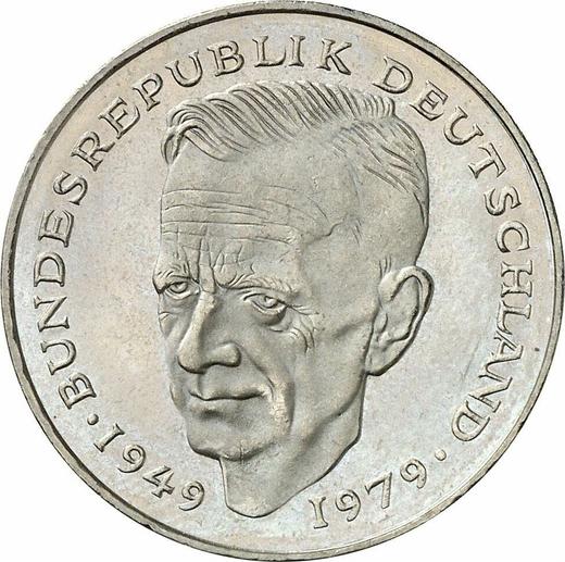 Obverse 2 Mark 1984 J "Kurt Schumacher" -  Coin Value - Germany, FRG
