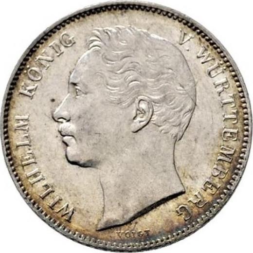 Аверс монеты - 1/2 гульдена 1855 года - цена серебряной монеты - Вюртемберг, Вильгельм I