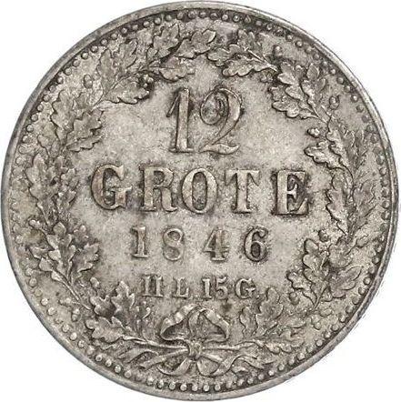 Реверс монеты - 12 гротенов 1846 года - цена серебряной монеты - Бремен, Вольный ганзейский город