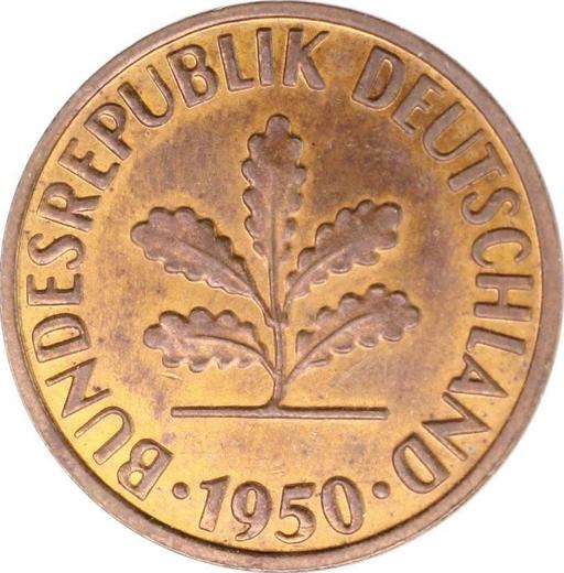 Реверс монеты - 2 пфеннига 1950 года J - цена  монеты - Германия, ФРГ