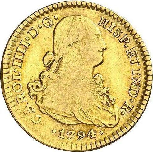 Аверс монеты - 2 эскудо 1794 года Mo FM - цена золотой монеты - Мексика, Карл IV