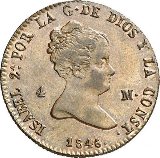 Awers monety - 4 maravedis 1846 - cena  monety - Hiszpania, Izabela II