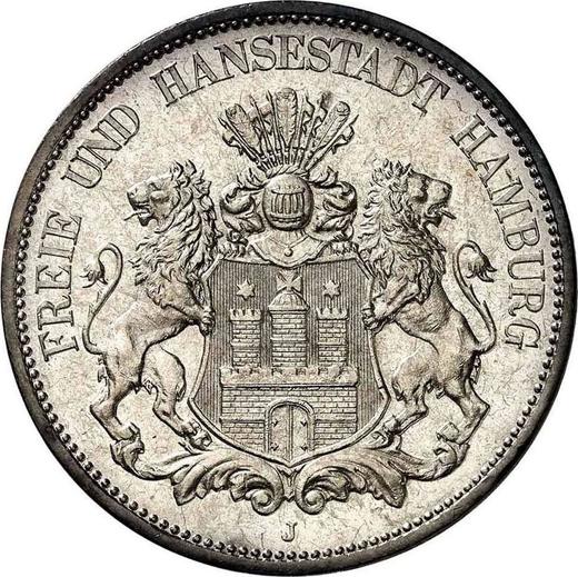 Anverso 5 marcos 1894 J "Hamburg" - valor de la moneda de plata - Alemania, Imperio alemán