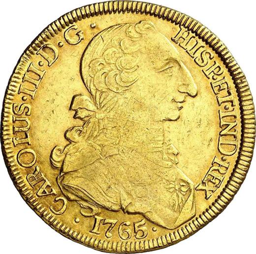 Obverse 8 Escudos 1765 So J - Gold Coin Value - Chile, Charles III