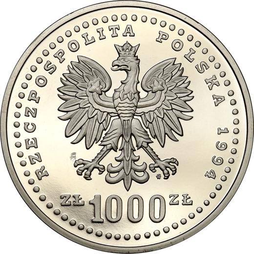 Obverse Pattern 1000 Zlotych 1994 MW "XV World Cup - FIFA USA 1994" Nickel -  Coin Value - Poland, III Republic before denomination