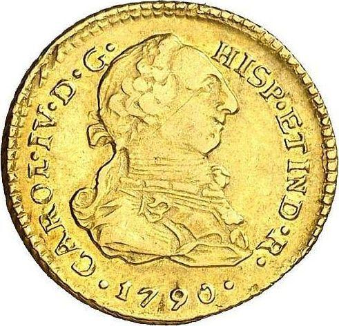 Awers monety - 1 escudo 1790 IJ - cena złotej monety - Peru, Karol IV