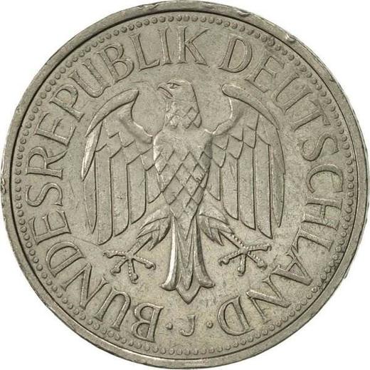 Реверс монеты - 1 марка 1977 года J - цена  монеты - Германия, ФРГ