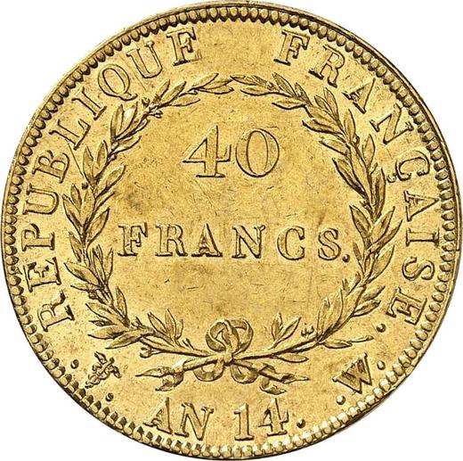 Rewers monety - 40 franków AN 14 (1805-1806) W Lille - Francja, Napoleon I
