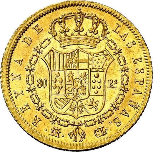 Rewers monety - 80 réales 1840 M CL - cena złotej monety - Hiszpania, Izabela II