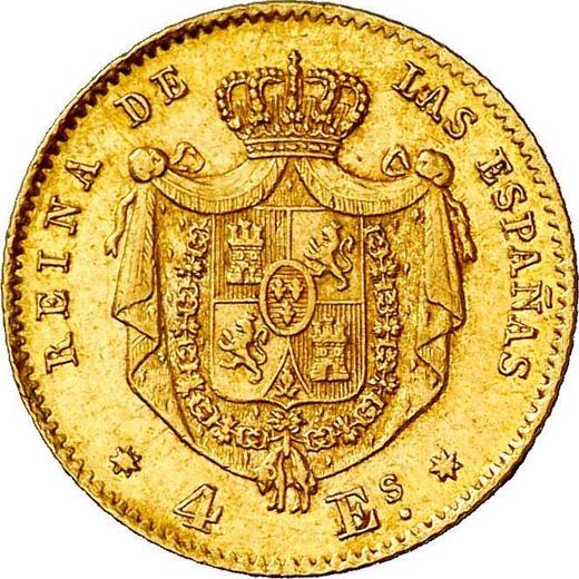 Rewers monety - 4 escudo 1865 Siedmioramienne gwiazdy - cena złotej monety - Hiszpania, Izabela II