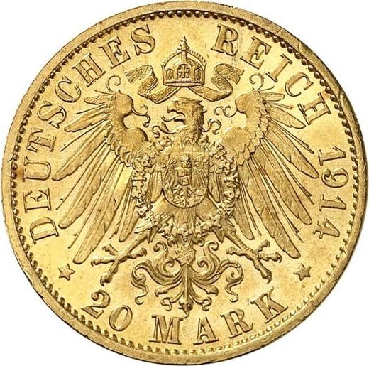 Rewers monety - 20 marek 1914 A "Prusy" - cena złotej monety - Niemcy, Cesarstwo Niemieckie
