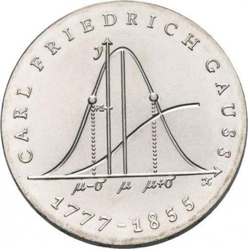 Anverso 20 marcos 1977 "Carl Friedrich Gauss" - valor de la moneda de plata - Alemania, República Democrática Alemana (RDA)