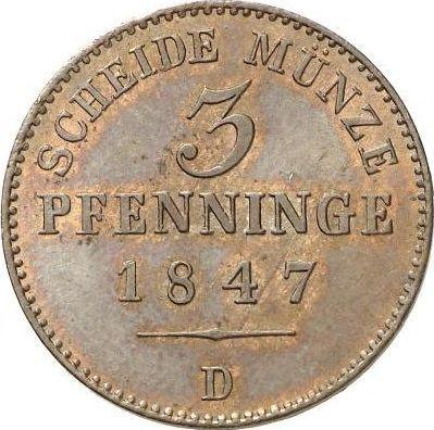 Reverso 3 Pfennige 1847 D - valor de la moneda  - Prusia, Federico Guillermo IV