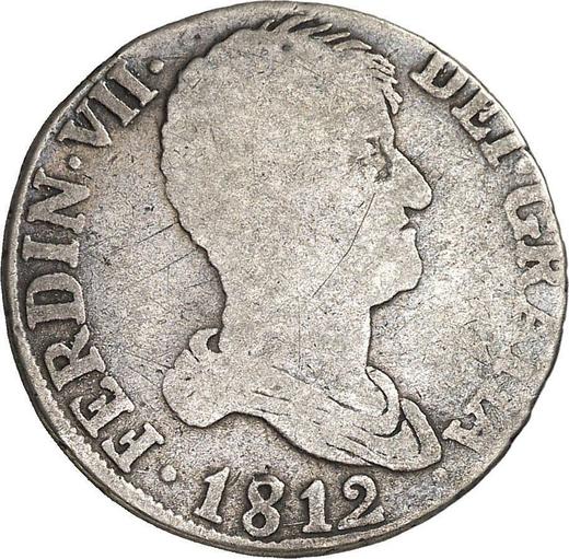 Awers monety - 2 reales 1812 B SP "Typ 1812-1814" - cena srebrnej monety - Hiszpania, Ferdynand VII
